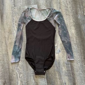 Elevé Brown Mesh Long Sleeve Leotard M Medium